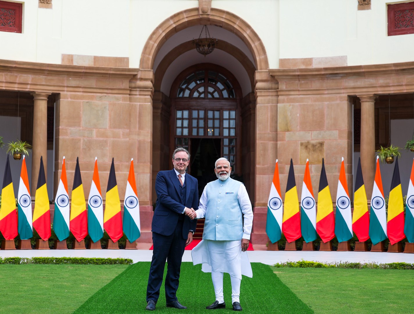 Prime Minister Narendra Modi and Prime Minister Bart De Wever of Belgium in bilateral talks